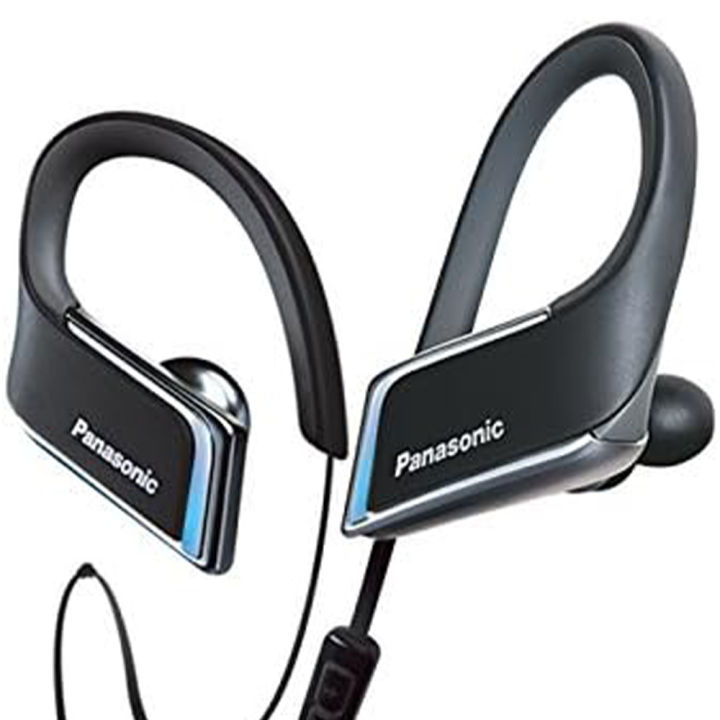 Panasonic Wings Wireless Bluetooth in Ear Earbuds Sport Headphones with Mic + Controller and Flashing LED's RP-BTS50-K (Jet Black), IPX5 Water Resistant