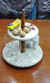 Home decor Tray for vanity bedroom, dining table, door entrance for your valuable items, & gift for marriage.  Stylish Modern 2-Floor Tray, Natural Wood and Marble, Decorative Serving Tray for Display.. 