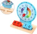 Wooden Kids Time Teaching Clock Set with Moveable Hands, 40 Activity Cards and 4 Dice | Montessori Learning Toy for Ages 3+ | Non-Toxic Paint, Smooth Edges, Portable Size | Home and Classroom Analog Time Practice Gift. 