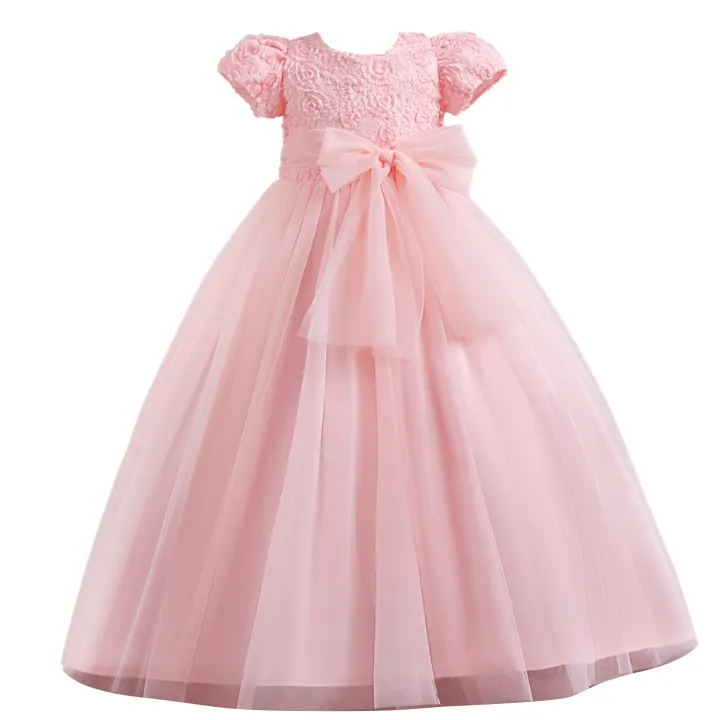 Kids%20Girl%E2%80%99s%20Tulle%20Dress,%20Short%20Sleeve%20Crew%20Neck%20Flower%20Bowknot%20Patchwork%20Dress%20for%20Party%20Stage%20Show%20-%20Image%206
