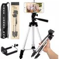 Tripod Stand With Phone Holder+ Carrying Bag with New Features Portable For Videos, Mobile Phone and DLSR Camera For Videography and Photography (Adjustable) Black & Silver 3110 Model Tripod Stand Best Quality. 