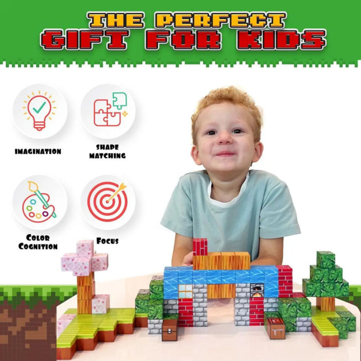 Minecraft Magnetic Cube Building Blocks: DIY Educational Set Kids - Creative and Fun for Imaginative Figure Block