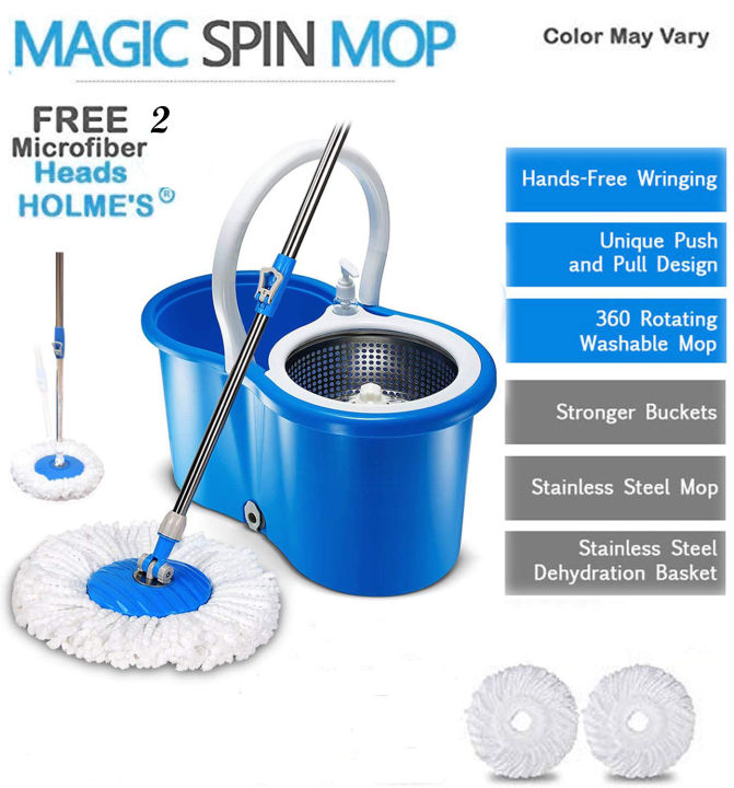 Spin Mop - Easy Spin Magic Mop Set [Steel Bucket] - 360 Degree ...