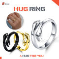 Simple Adjustable Love Hug Finger Ring For Couples - Clean & Simple Finger Hug Ring For Girls - Stainless Steel Resizable Cute Couple Hug Ring - Hug Ring For Valentines Day. 