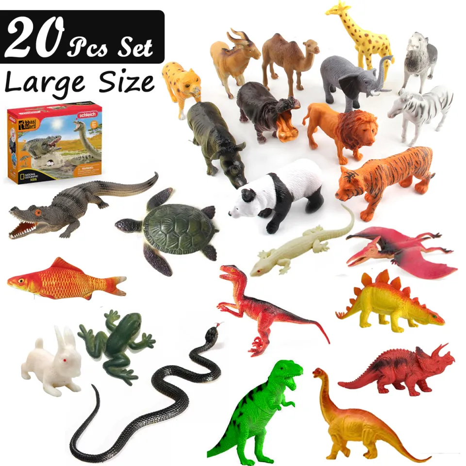 20 Pcs Set Large Size World Animal Jungle Zoo Jurassic Park