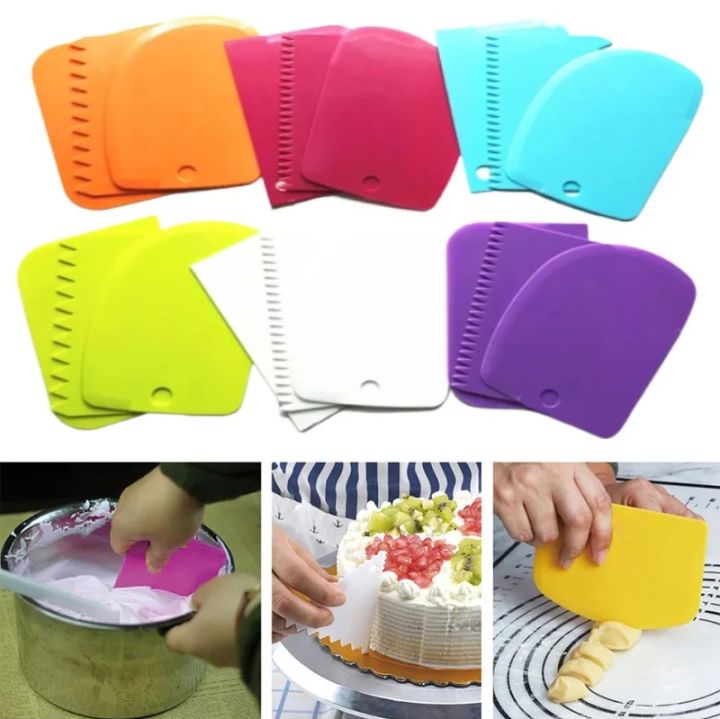 3 Pcs DIY Creative Cake Decoration Tool Set Kitchen Baking Accessories Cream Scraper Cake Spatula, Dough Knife, Cake Decorating Spatula, Fondant Cream Spatula, Pastry Softer 3PCS