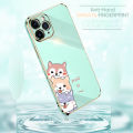 Jizetin (Free Lanyard) for iPhone 13 Back Cover Cute Dogs Luxury 6D Plating Case Side Pattern Soft Silicone Square Phone Cases. 