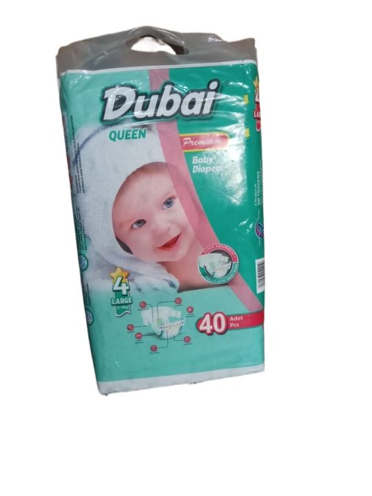 Dubai Queen Premium Baby Diapers Size 4 (9-12kg) Large 40pcs