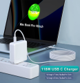 118W Power Adapter USB C Charger Compatible with MacBook Pro, MacBook Air, iPad Pro, Samsung Galaxy and All USB C Devices – Included USB C Cable (6.6ft/2m) – White. 