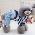 SELMAI Stripe Pet Outfits for Small Dog Shirt Top Denim Pants Doggie Casual Wear Poodle Chihuahua Clothes Outfits Clothes Apparel Blue XL. 