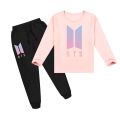 Pink BTS Printed Full Sleeves T-Shirt and Trouser for Girls and Women. 