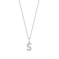 Initial Letter Stainless Steel Silver Alphabet Pendant Necklace Monogram charm cubic zirconia Jewelry Gifts. 