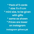 Eid ul Azha Mubarak Mini Cards - Pack of 5 - Size (5 x 5) cm. 