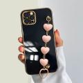 COROGI for iPhone 12 Pro Max Back Cover with Love Heart Bracelet Chain Stylish 6D Plating Shiny Cases Soft Silicone Mobile Phone Case Pouch for Girls. 