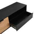 Sleek 1 Door 1 Drawer TV Cabinet in Black Oak Finish | Matte Black TV Stand Table, Wooden TV Unit, LED TV Console, and Media Stand for a Contemporary Entertainment Center. 