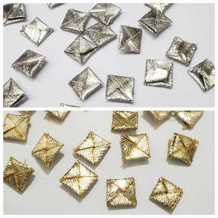 10gm Square Shape Embroidery Craft Material Gota Patti Golden Flowers (1.2cm) Silver/Gold