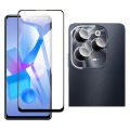 Infinix Hot 40 Full Black 9D/5D/6D /10D/11D/21D Tempered Glass Protector Edge to Edge Full Glue  + Back Camera Protector Flexible 9H Gorilla  For Hot 40. 