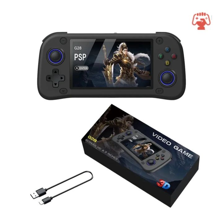 G28 Handheld Game Console Linux System 64GB 4.3 Inch LCD Screen Portable Handheld Gaming Player for PS1 Game Console