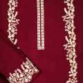 ladies unstitched elegant winter wear top & bottom embroided shirt 2 pc suit. 