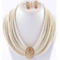Jewelry Set with Center Golden Stone For Women - Off White. 