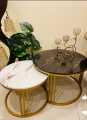 MS Center table for drawing room, Round Modern Nesting Center Table Set of 2, Flood Center Table Set of two piece for Drawing Room with Iron Base and Wooden Top. 