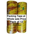 Packing Tape 1 inch approx Pack of 12 and 6 tapes rolls Export quality transparent tape 40 yards width 2.2 cm light yellow tapes. 