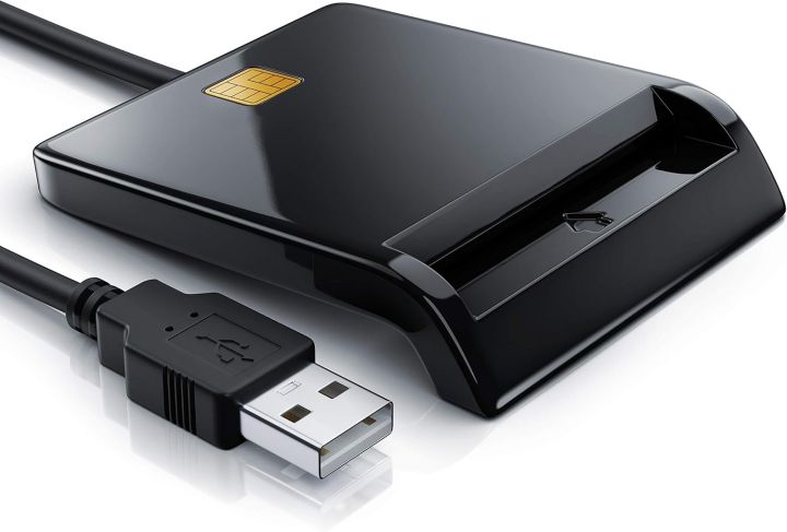 CSL - USB Smart Card Reader - Plug and Play - Power Status LED - USB Bus Powered - HBCI Capable - Windows 10 11 Compatible - Black - No ID Card R1902