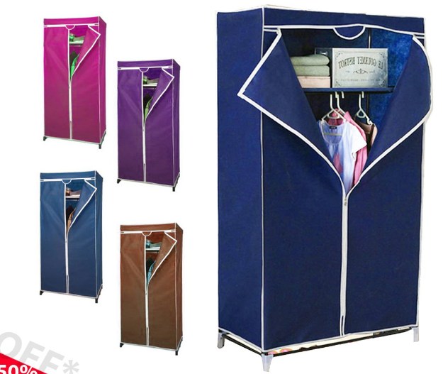 Storage Wardrobe Foldable and Movable Cloth/Fabric Wardrobe Collapsible Cupboard (SMALL MEDIUM LARGE)  MULTICOLOR