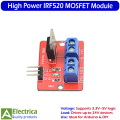 IRF520 MOSFET Driver Module 3.3V–5V Logic Control for Arduino, Raspberry Pi, LED Strip, Motor, Relay & DIY Electronics Projects by Electrica. 