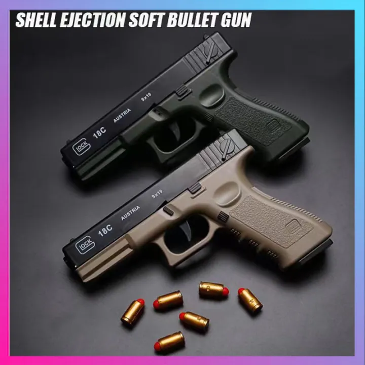Muntaha Toys Automatic Glock Soft Bullet Toy Game Shell Ejection Darts ...
