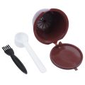 i cafilas 4pcs Dolce Gusto Plsatic Refillable Coffee Capsule with Spoon Brush 200 Times Reusable Compatible Nescafe Dolce Gusto. 