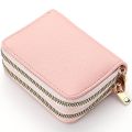 Éclat-Leather Credit Card Holder, Women's Wallet with 12 Compartments, Zippered Accordion Style, RFID Blocking. 
