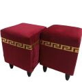 Beautiful Velvet Puffy Stool For Living Room, With 4 Legs German Teak (Pack Of 1) Puffy stools Ottoman Home Office Decor Soft valvet Stool Nursery Wooden Step Stool Padded Seat Foot Rest  Ottoman Stool Square. 