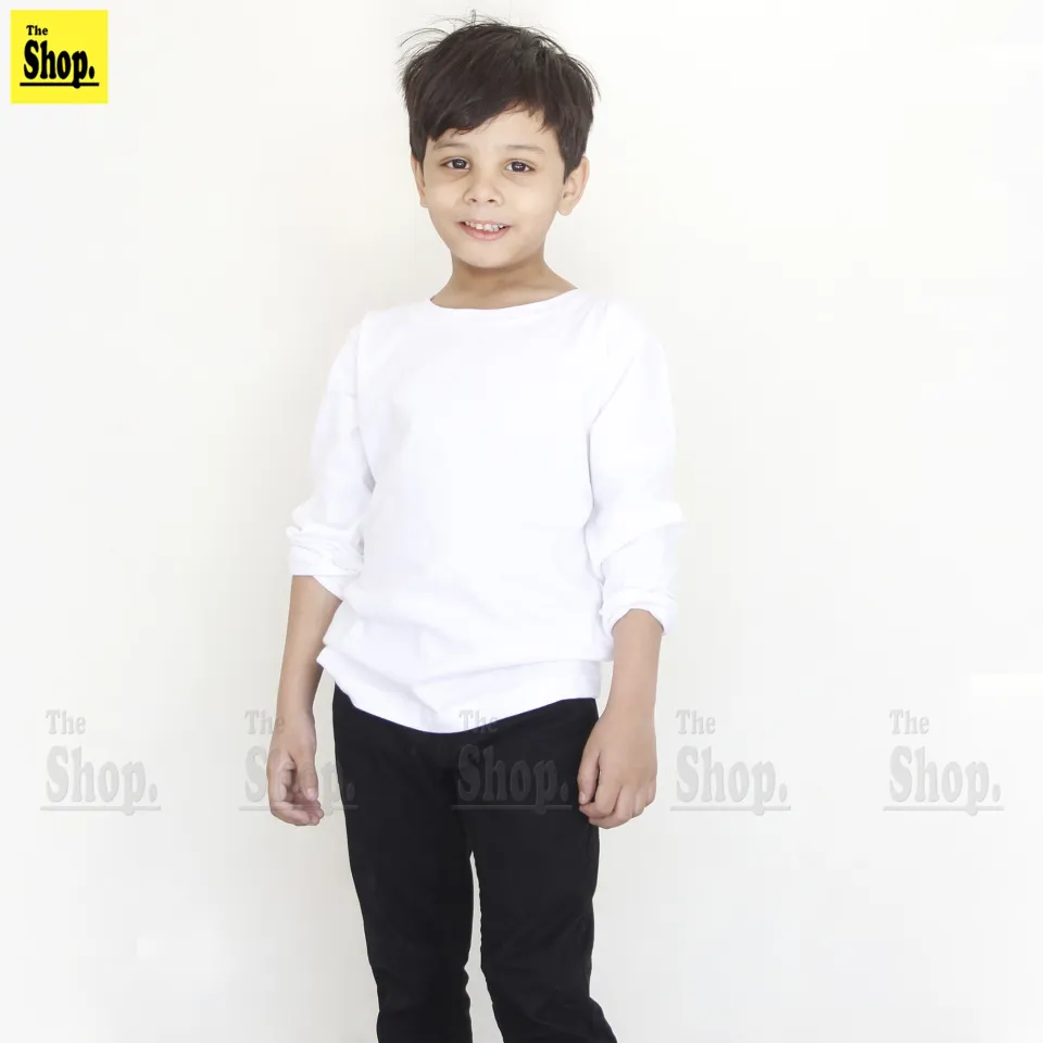 The Shop Kids Clothes Cotton White Full Sleeves T Shirt For Boys And Girls Kids 2 Years To 11 Years Fs1 Wht