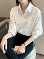 [Glamorous] White Shirt for Women 2024 New Korean Style Sense of Design Niche Western Style Top Outerwear All-Matching Casual Shirt. 