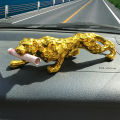 Car Ornaments Leopard Figurine Interior Dashboard Decoration 20cm - Golden. 