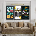 Set of 3 motivational quote wall art frames for office decor. 