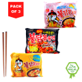Samyang Hot Chicken Flavor Ramen Noodles Deal  3 Noodles | Hot Chicken Buldak Cheese Ramen | Hot Chicken Flavor Ramen(original) | Hot Chicken Carbo Samyang Korean Imported Korean Noodles  Instant Noodles. 