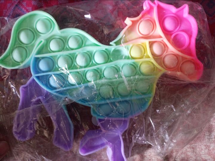 Apple shape Push Pop Bubble Fidget Spinner Pop It Silicone Toy - 5 inches - Rainbow