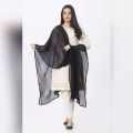 Black Crinkle Chiffon Dupatta For Girls/Ladies-Overlocked. 