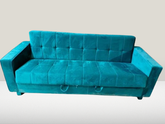 Sofa Combed With Storage 3 Seater Sky Blue Valvet & Custumize Colours Special Offer Available From Customized.......