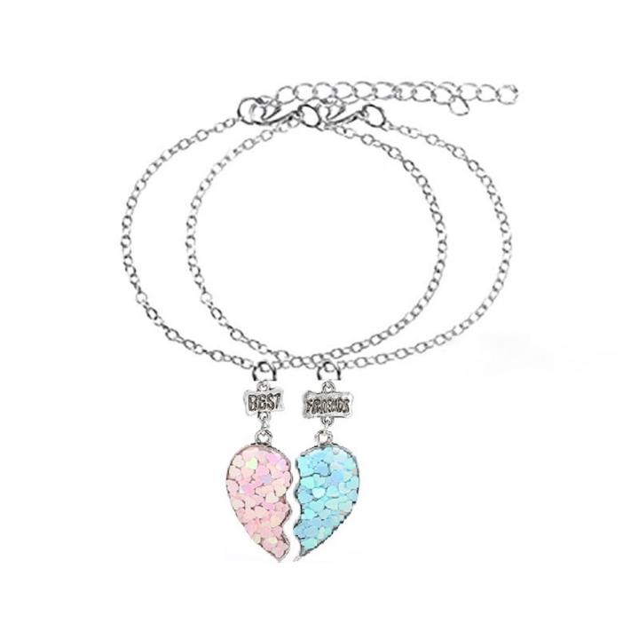 Carat Friendship Necklaces All Match Sequin Heart Broken Necklaces Bracelets