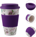 Reusable Bamboo Fiber Coffee Mug – 400ml Eco-Friendly Travel Cup with Silicone Lid & Sleeve | Portable Takeaway Water Cup. 