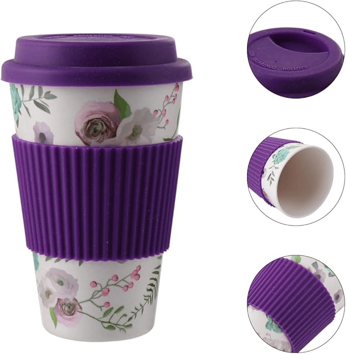 Reusable Bamboo Fiber Coffee Mug – 400ml Eco-Friendly Travel Cup with Silicone Lid & Sleeve | Portable Takeaway Water Cup