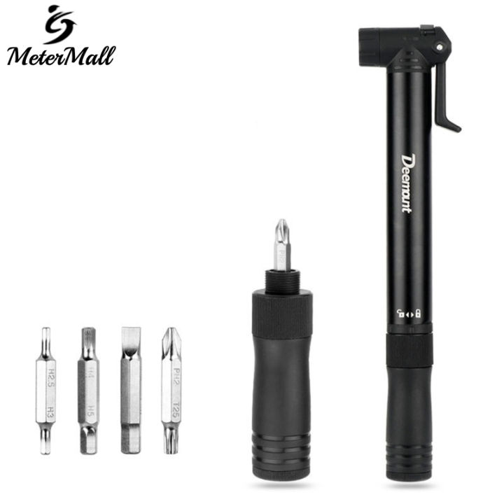 MeterMall Mini Bike Pump 80PSI Portable Bicycle Tire Pump With With Vehicle Mounting Bracket And 2pcs Mounting Screws For Schrader Valve/Presta Valve General Purpose