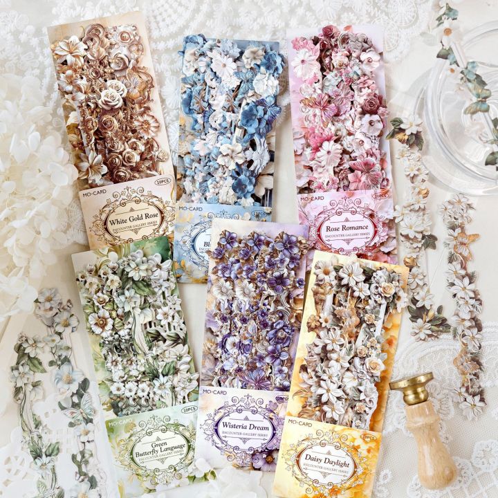Panda Online 10PCS Encounter Corridor Series White Kraft Paper Stickers Journal Diary Scrapbooking Decoration