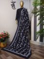 Black Silk Poetry Dupatta - Stylish Urdu Poetry Shawl with Elegant Silk Design. 