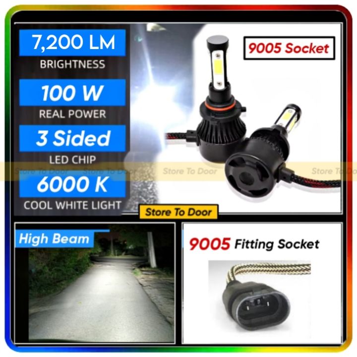 T10 Plus LED Headlight Bulb For Car High Beam In 9005 Fitting