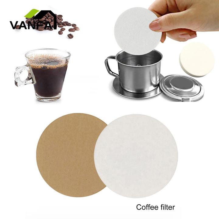 Coffee Dripper Paper 200pcs Natural Unbleached Coffee Filter Paper for Moka Pot Dripper Universal Coffee Maker Accessories 51/53/58/60mm Sizes Disposable Round Filters