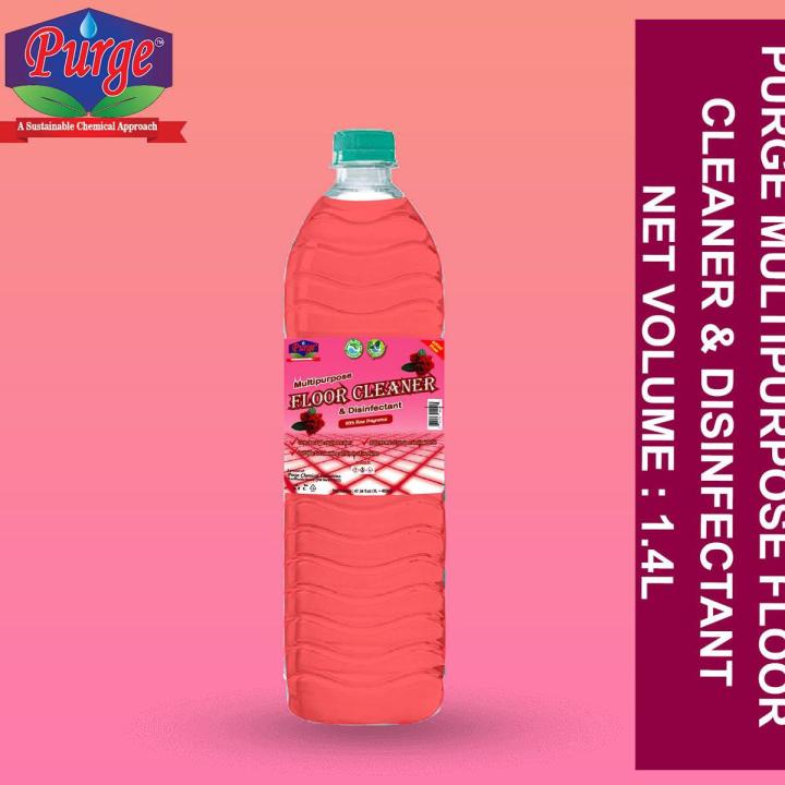 Purge Multipurpose Floor Cleaner & Disinfectant (Rose Fragrance) 1.4L - Floor Cleaner - Multipurpose disinfecting surface cleaning liquid - Mopping liquid